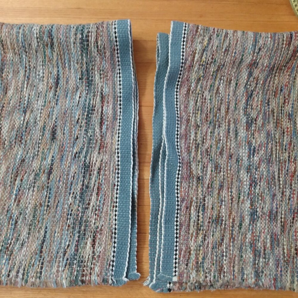 Two Vintage Woven Scatter Throw Rugs 36" x 22" Grandma's House Farmhouse